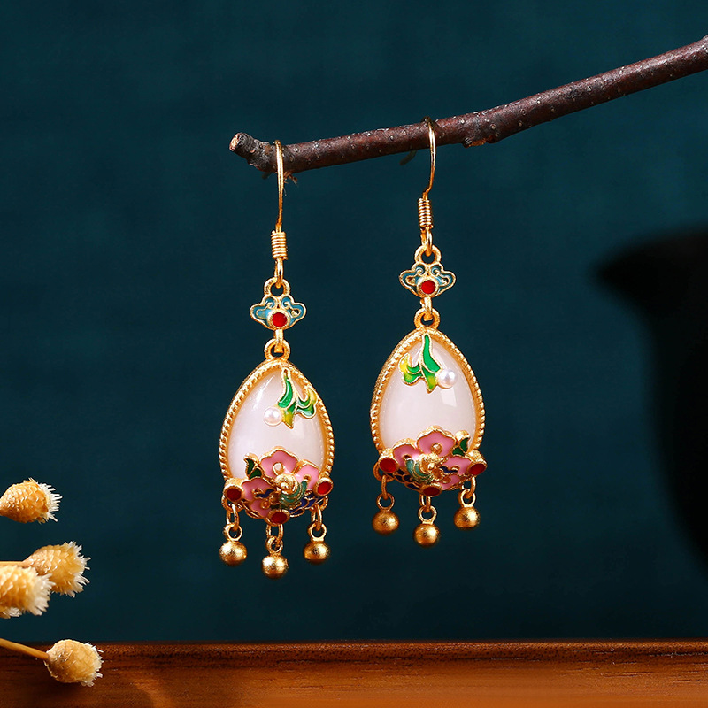 Women'S Vintage Accessories - Boucles d'oreilles en jade naturel, amulette