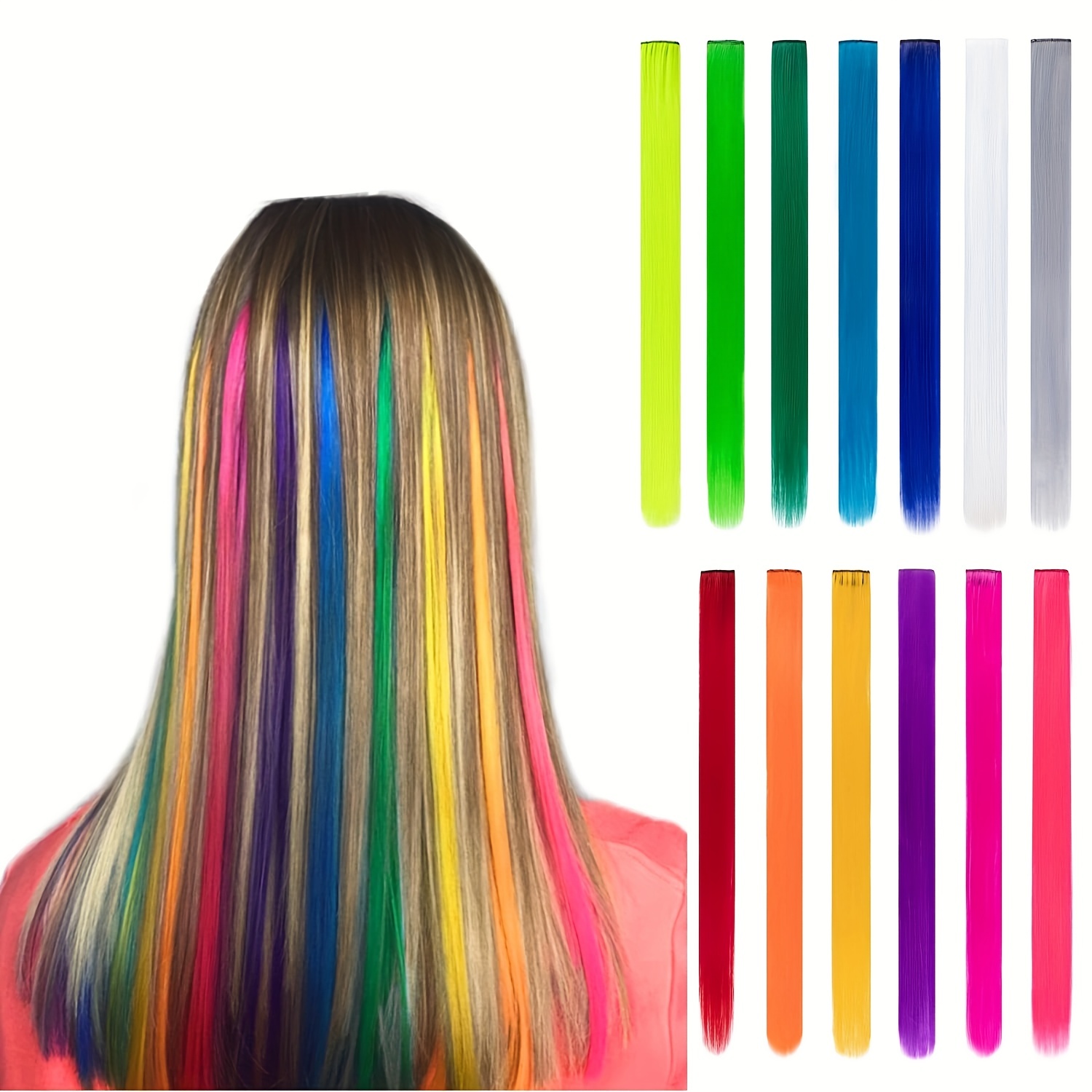 Women'S Y2K Accessories - Extensions capillaires synthétiques lisses à clips,